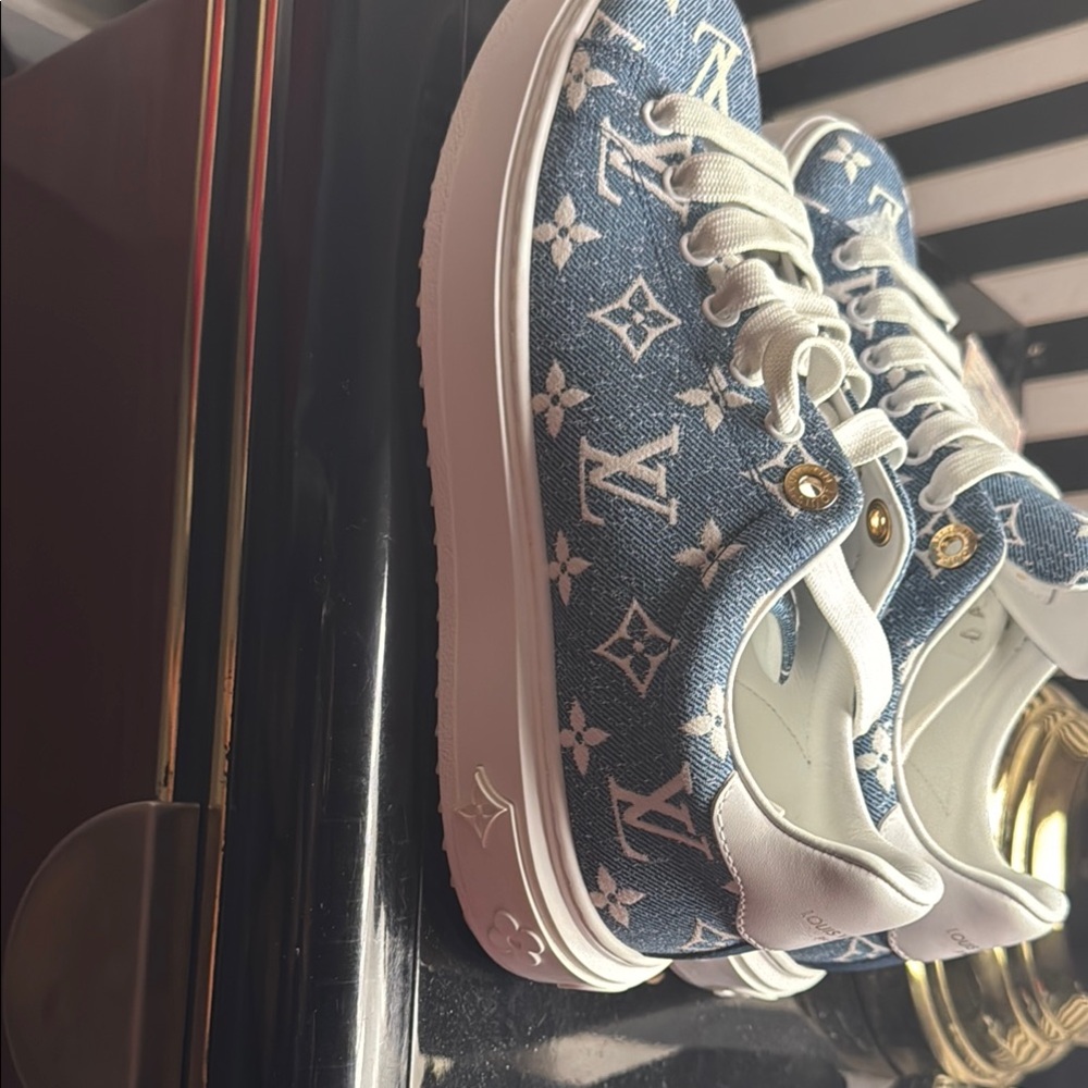 Louis Vuitton Blue Denim Monogram Low-Top Sneakers